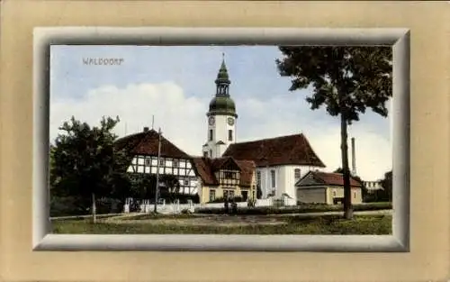 Ak Walddorf Kottmar in der Oberlausitz, Kirche, Fachwerkhaus