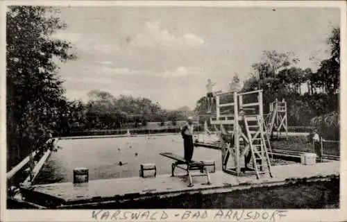 Ak Arnsdorf in Sachsen, Karlswald, Freibad