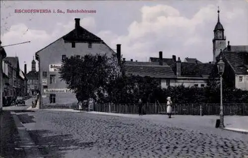 Ak Bischofswerda in Sachsen, Bahnhofstraße, Restaurant