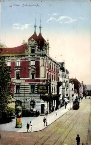 Ak Zittau in Sachsen, Bahnhofstraße, Hotel Weintraube