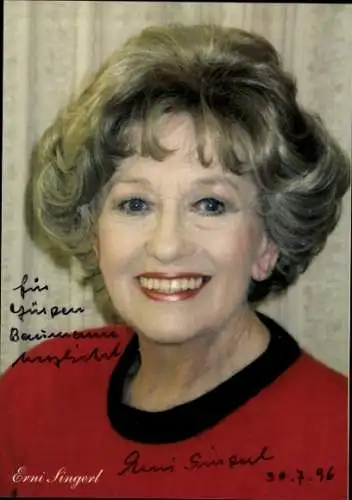 Ak Schauspielerin und Sängerin Erni Singerl, Portrait, Autogramm