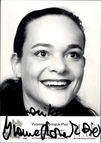 Ak Schauspielerin Yvonne Hornack-Pier, Portrait, Autogramm