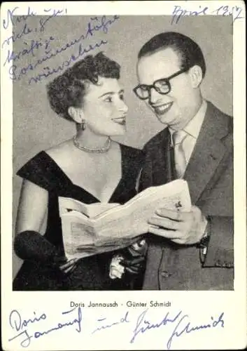 Ak Schauspielerin Doris Jannausch und Schauspieler Günter Schmidt, Portrait, Autogramm