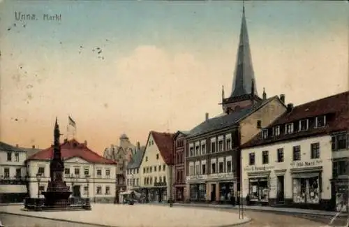Ak Unna in Westfalen, Marktplatz, Kriegerdenkmal