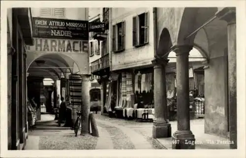 Ak Lugano Kanton Tessin Schweiz, Via Pessina, Pharmacie