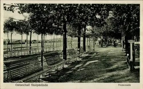 Ak Ustka Stolpmünde Pommern, Promenade