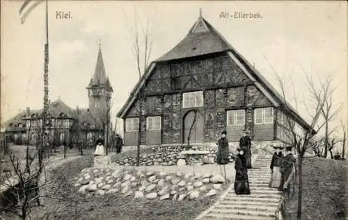 Ak Ellerbek Kiel, Kirche, Haus, Treppen