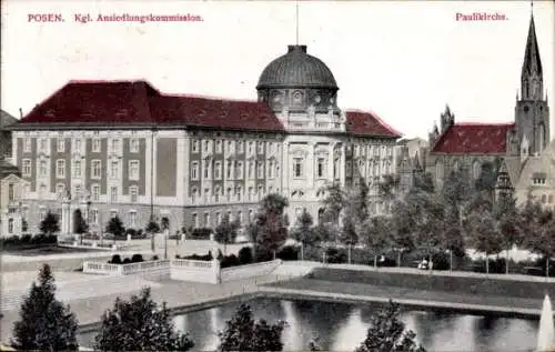 Ak Poznań Posen, Königliche Ansiedlungskommission, Paulikirche