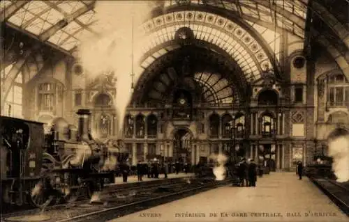 Ak Antwerpen Antwerpen Flandern, Hauptbahnhof, Ankunftshalle