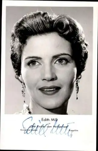 Ak Schauspielerin Edith Mill, Portrait, Autogramm