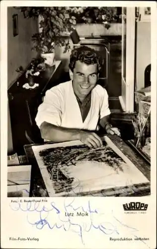 Ak Schauspieler Lutz Moik, Portrait, Autogramm,  Gemälde