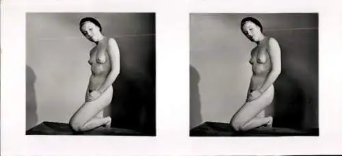 Stereo Foto Frauenakt, nackte Frau, Martins Kunstmappe Serie I