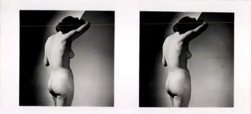 Stereo Foto Frauenakt, Rückansicht einer nackten Frau, Martins Kunstmappe Serie I