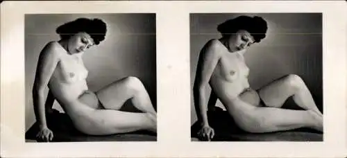 Stereo Foto Frauenakt, nackte Frau, Martins Kunstmappe Serie I