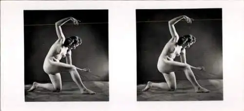 Stereo Foto Frauenakt, nackte Frau, Martins Kunstmappe Serie I