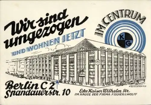 Künstler Ak Rieckhoff, H., Berlin Spandauer Str. 10, Kaiser Wilhelm Str., KG, Firma Fischer & Wolff