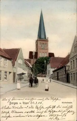 Ak Bergen auf der Insel Rügen, Kirchstraße, Kirche