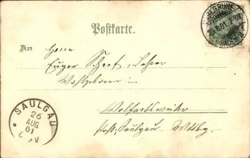 Litho Karlsruhe in Baden, Friedrichsdenkmal, Panorama