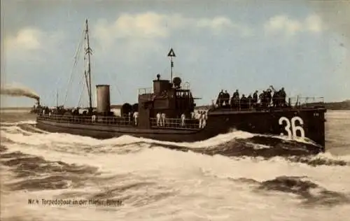 Ak Deutsches Kriegsschiff, Torpedoboot Nr. 36 in Kieler Föhrde, Kaiserliche Marine