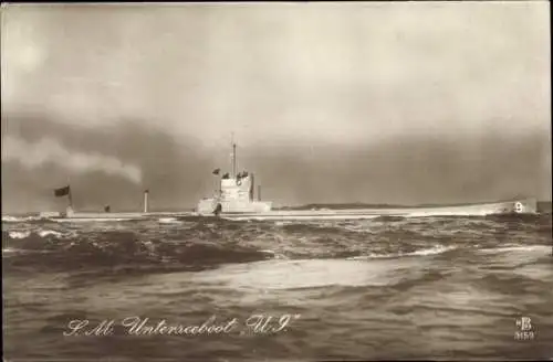 Ak Deutsches Kriegsschiff, S. M. Unterseeboot U9, Kaiserliche Marine