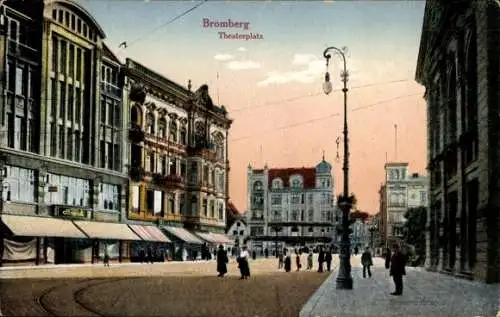 Ak Bydgoszcz Bromberg Westpreußen, Theaterplatz