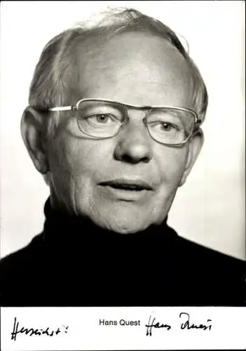 Ak Schauspieler Hans Quest, Portrait, Autogramm, Brille