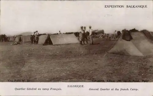 Ak Thessaloniki Thessaloniki Griechenland, Hauptquartier im französischen Lager