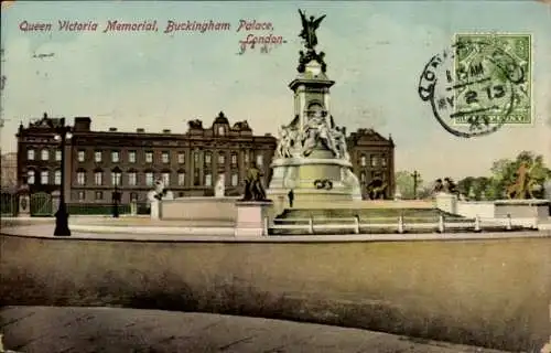 Ak London City England, Queen-Victoria-Memorial, Buckingham Palace
