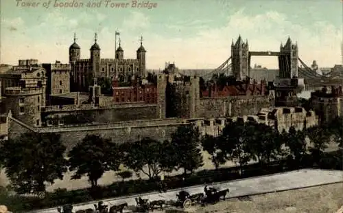 Ak London City England, Tower of London, Tower Bridge