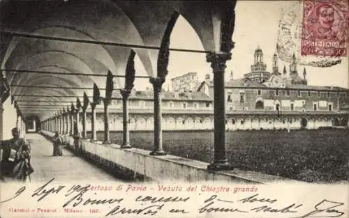Ak Certosa di Pavia Lombardia, Veduta del Chiostro grande