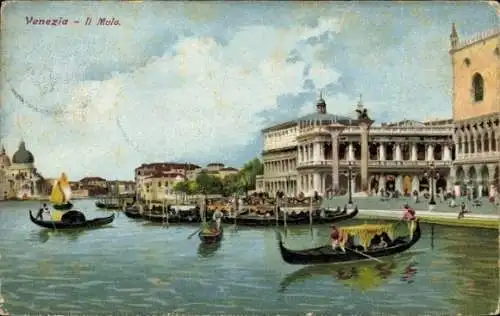 Künstler Ak Venezia Venedig Veneto, Il Molo, Gondeln, Anlegestelle