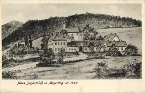 Ak Mayerling Alland Niederösterreich, altes Jagdschloss vor 1889