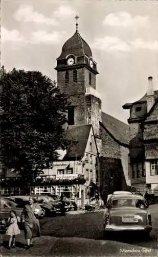 Ak Monschau Montjoie in der Eifel, Teilansicht, Restaurant-Cafe, Kirche