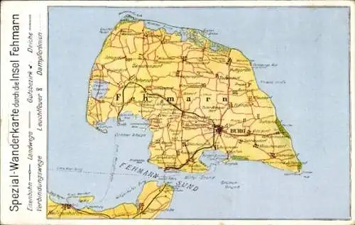 Ak Insel Fehmarn Ostholstein, Spezial-Wanderkarte