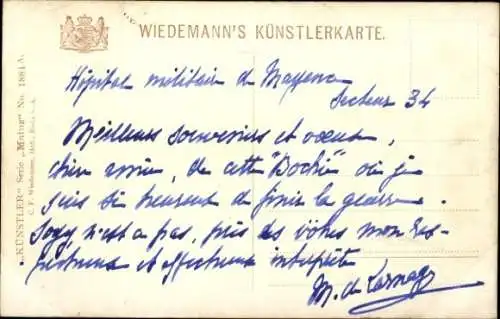 Künstler Ak Mainz am Rhein, Mainmündung bei Mondschein, WIRO 1884 a