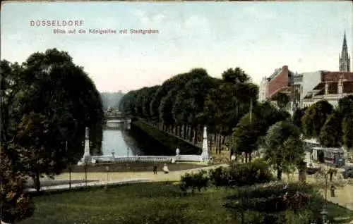 Ak Düsseldorf am Rhein, Königsallee mit Stadtgraben