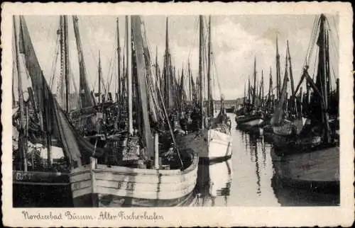 Ak Büsum an der Nordsee, Alter Fischerhafen, Boote