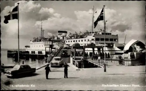 Ak Großenbrode in Ostholstein, Hochseefähre Theodor Heuss, Autos