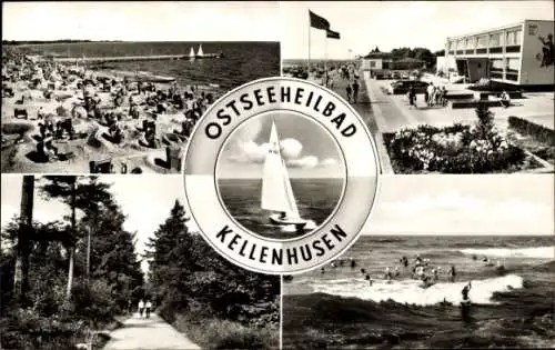 Ak Ostseebad Kellenhusen in Holstein, Strand, Segelboot, Wellen