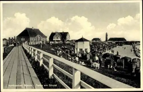 Ak Nordseebad Büsum, Strand, Leuchtturm