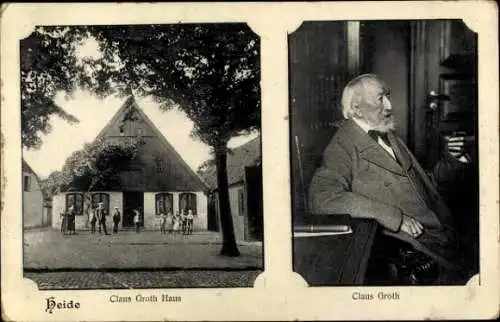 Ak Heide in Holstein, Das Klaus Groth Haus, Schriftsteller Klaus Groth im Profil