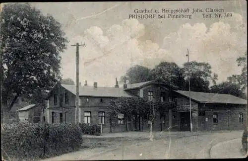 Ak Prisdorf in Schleswig Holstein, Gasthof und Baugeschäft Johs. Classen