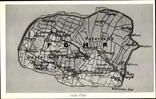 Ak Insel Föhr Nordfriesland, Landkarte