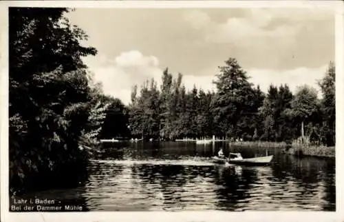 Ak Lahr im Schwarzwald Baden, Dammer Mühle, Boot