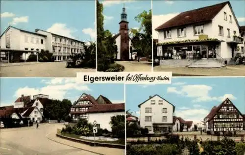 Ak Elgersweier Offenburg am Schwarzwald, Fachwerkhäuser, Kirche, Geschäfte