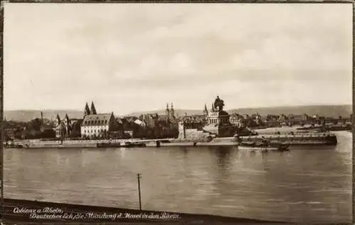 Ak Koblenz am Rhein, Deutsches Eck, Mündung Mosel und Rhein