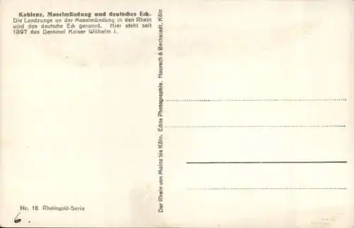 Ak Koblenz am Rhein, Deutsches Eck, Moselmündung, Dampfschiff