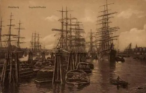 Ak Hamburg, Segelschiffhafen