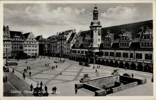 Ak Leipzig in Sachsen, Markt, altes Rathaus