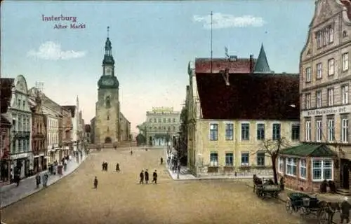 Ak Tschernjachowsk Insterburg Ostpreußen, Alter Markt, Hotel Rheinischer Hof